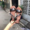 Giày sandal ngang chéo không móc khóa phối thun - MS: SX-25011