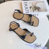 Sandal xẹp mũi tròn xỏ ngón quai khuyết phối khóa nhỏ - MS: SX-25059