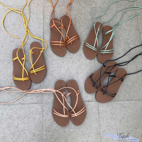  Giày Sandal nữ xỏ ngón 2 quai ngang mảnh hậu cột dây. MS: SX-25014 