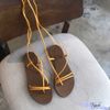 Giày Sandal nữ xỏ ngón 2 quai ngang mảnh hậu cột dây. MS: SX-25014