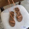 Giày Sandal nữ xỏ ngón 2 quai ngang mảnh hậu cột dây. MS: SX-25014