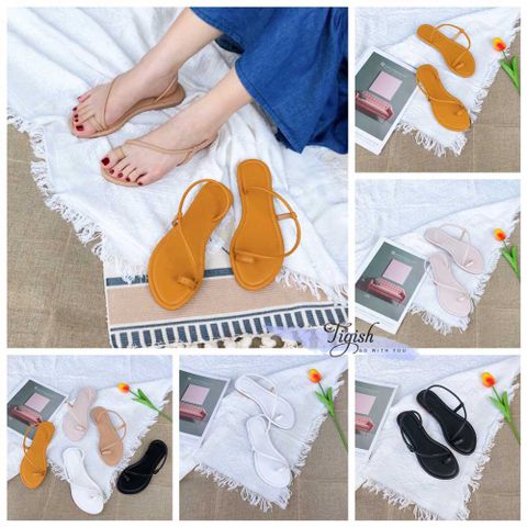  Sandal xỏ ngón mũi tròn một quai chéo từ trước ra sau- MS: SX-25041 