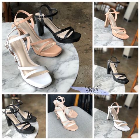  Giày Sandal 10p đúp mũi 2 quai ngang chéo - MS: S10-23005 