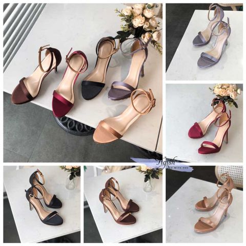  Giày Sandal 11p đúp mũi bảng ngang satin - MS: S11-04003 