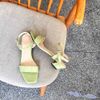 Sandal nữ 3p gót xéo mũi vuông bảng ngang da rắn - MS: S3-06004