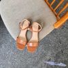 Sandal nữ 3p gót xéo mũi vuông bảng ngang da rắn - MS: S3-06004