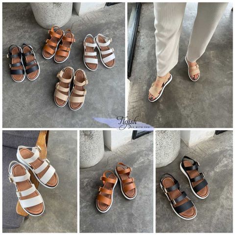  Sandal nữ 4p bánh mì 2 quai ngang phối khóa- MS: S4-01002 