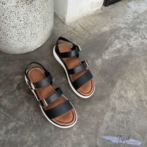  Sandal nữ 4p bánh mì 2 quai ngang phối khóa- MS: S4-01002 