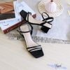 Sandal nữ 5p gót vuông xéo mũi vuông 2 quai ngang mảnh- MS: S5-23028