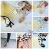 Sandal nữ 6p gót mika lé đồng tam giác quai lượn phối mika- MS: S6-23004