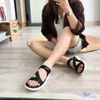 Sandal deta quai dù xé dán quai chéo khóa lệch đế trắng - MS: SX-53005