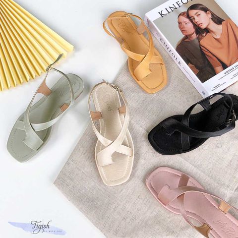  Giày Sandal nữ mũi vuông xỏ ngón 2 quai chéo- MS: SX-25032 