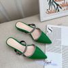 Sục 3p gót xéo mũi nhọn viền đá phối 2 quai ngang đính đá - MS: C3-22003