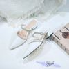 Sục 3p gót xéo mũi nhọn viền đá phối 2 quai ngang đính đá - MS: C3-22003