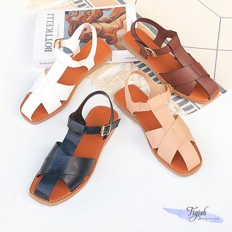  Sandal mũi vuông 3 quai đan chéo- MS: SX-01079 