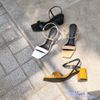 Sandal 5p gót trụ mũi vuông bản ngang talong đen - MS:S5-23031