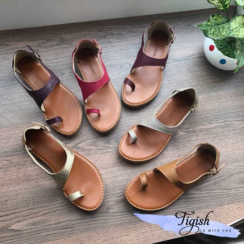 Giày sandal da xỏ ngón quai khuyết