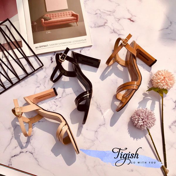Sandal 7p gót lép khuyết chữ nhật. S7-11012