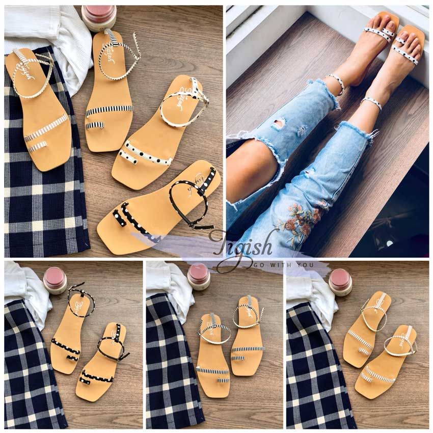 Sandal kẹp ngón quai nhỏ mũi vuông