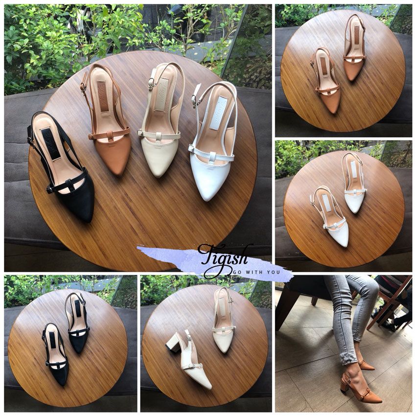 Cao gót 5p Slingback quai ngang phối khóa