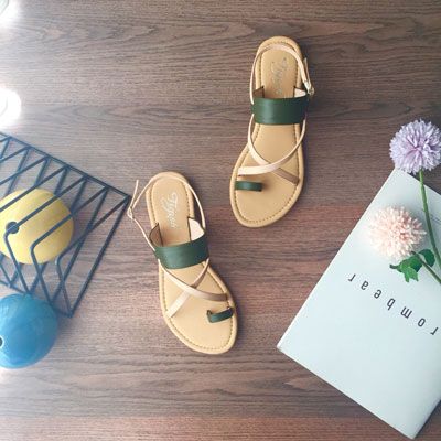  Sandal xỏ ngón ngang chéo phối màu 