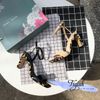 Sandal 7p gót lép da beo