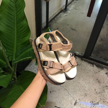  Giày Sandal 3p đế đúc giả vân đá quai vải xé dán phối khóa - MS: S3-01003 