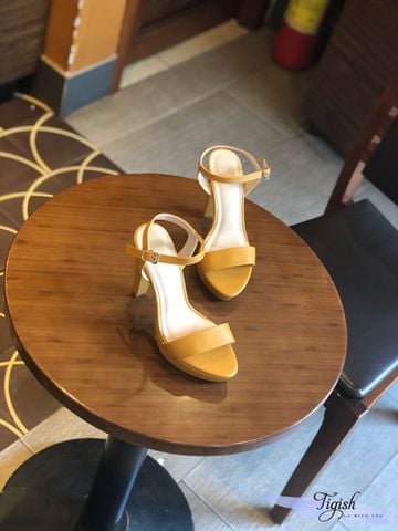  Giày sandal 10p gót sơn đúp mũi bảng ngang - MS: S10-23001 