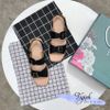 Sandal mũi vuông 2 quai ngang phối khóa