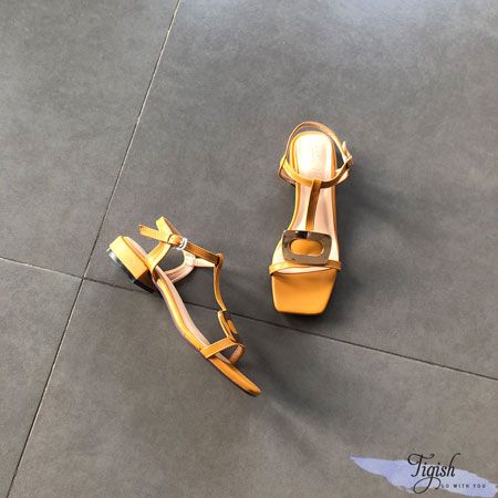  Giày Sandal 1p mũi vuông quai T khóa thang rỗng - MS: S1-06001 