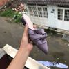 Guốc 1p mũi nhọn satin bèo nhún