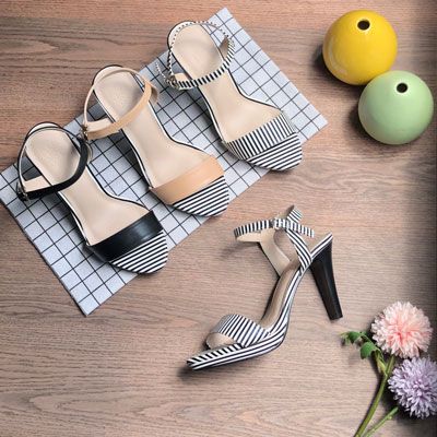  Sandal 9p đúp mũi bảng ngang phối màu gót sơn 