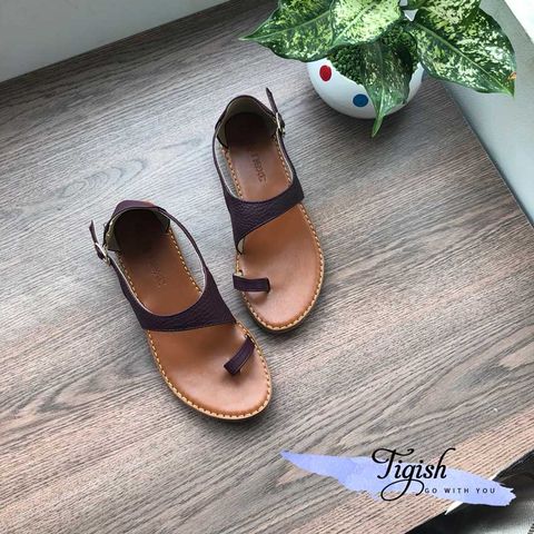  Giày sandal da xỏ ngón quai khuyết 