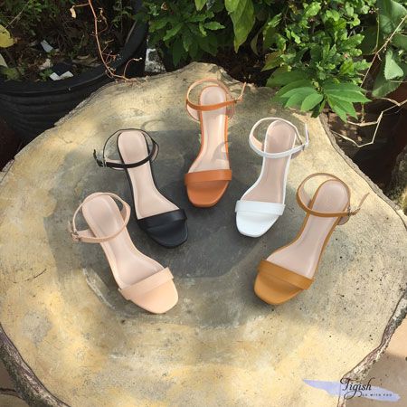  Giày Sandal 9p đúp mũi vuông bảng ngang gót sơn - MS: S9-23010 