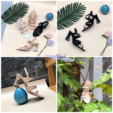  Sandal 7p gót khuyết nửa trái tim 3 quai ngang phối khóa - S7-26004 