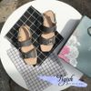 Sandal mũi vuông 2 quai ngang phối khóa