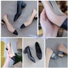 Giày cao gót 5p gót sơn khối thang đối xứng mũi thêu Tory Bruch - MS: C5-22003