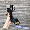 Sandal 7p gót lép da beo
