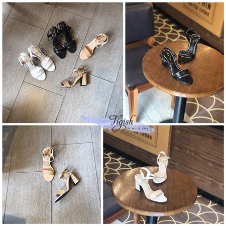  Giày Sandal 7p gót lé đồng bảng ngang si da rắn - MS: S7-26003 