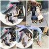 Sandal 7p gót lép da beo