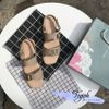 Sandal mũi vuông 2 quai ngang phối khóa