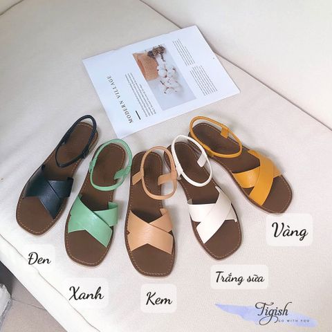  Sandal mũi tròn 2 quai chéo hậu thun - MS: SX-63003 