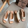 Sandal 3p đế đúc giả gỗ mũi vuông quai ngang khuyết giữa nối hậu da - MS: S3-01008