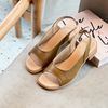 Sandal 3p đế đúc giả gỗ mũi vuông quai ngang khuyết giữa nối hậu da - MS: S3-01008