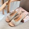Sandal 3p đế đúc giả gỗ mũi vuông quai ngang khuyết giữa nối hậu da - MS: S3-01008