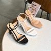 Sandal 10p gót trụ mũi tròn quai ngang nối hậu - MS: S10-23014