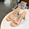 Sandal 10p gót trụ mũi tròn quai ngang nối hậu - MS: S10-23014