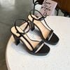 Sandal 10p gót trụ mũi tròn quai ngang nối hậu - MS: S10-23014