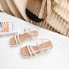 Sandal 5p gót trụ mũi vuông 2 quai mảnh nối eo - MS: S5-58003