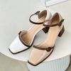 Giày Đồng Phục - Giày Công Sở Cao gót gót gỗ mũi vuông nhỏ khóa tròn phối viền - MS: C5-22024